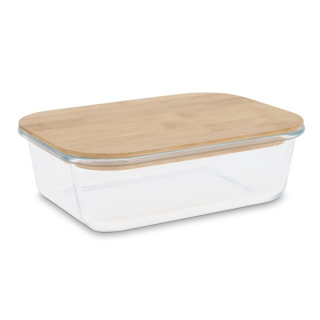 Praktyczny szklany lunchbox z bambusową pokrywką, 1 L - LT90457