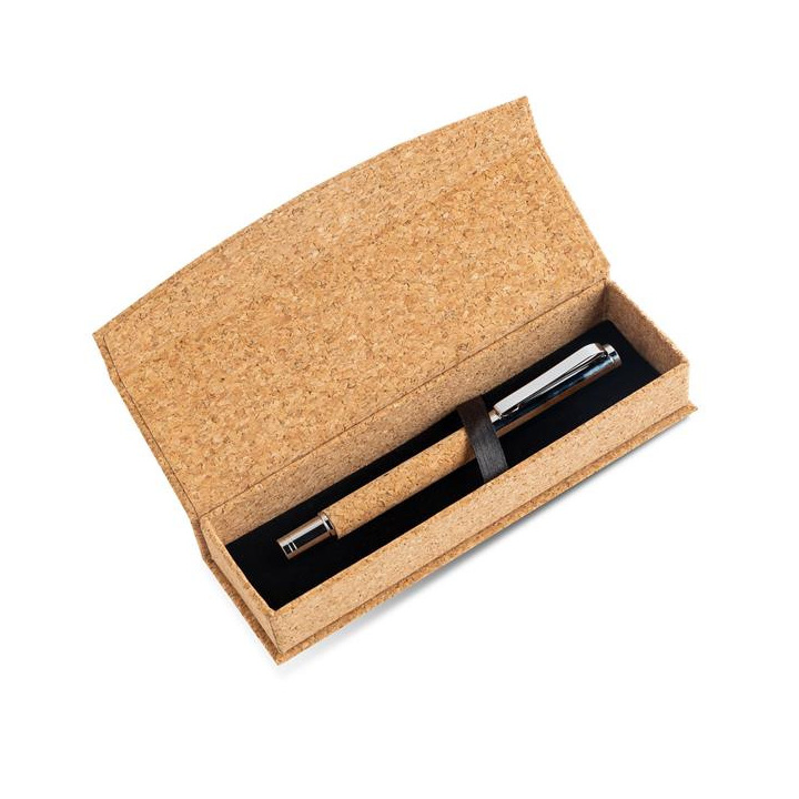 Pióro kulkowe z metalu i korka, w eleganckim pudełku - IP13158638