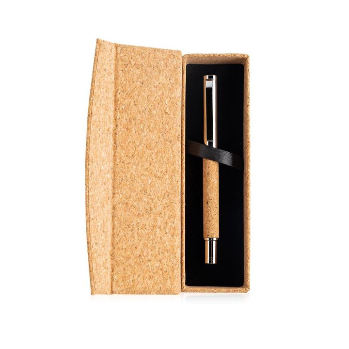Pióro kulkowe z metalu i korka, w eleganckim pudełku - IP13158638