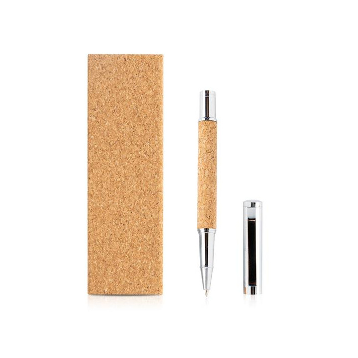 Pióro kulkowe z metalu i korka, w eleganckim pudełku - IP13158638