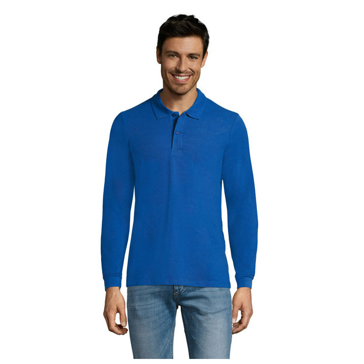 PERFECT Męskie polo dł.r. - S02087 (MOCN#RB)