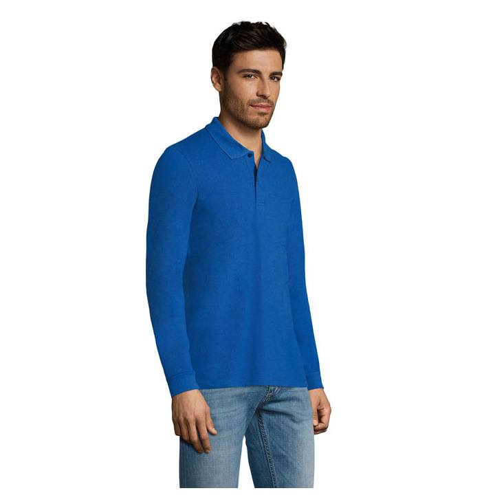 PERFECT Męskie polo dł.r. - S02087 (MOCN#RB)