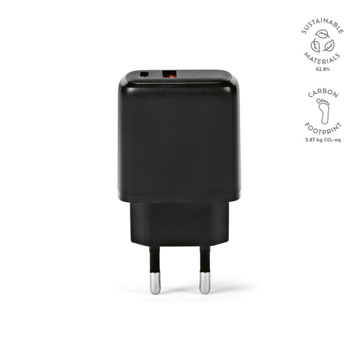 Obudowa z recyklingowanego plastiku PET z USB-A i USB-C, 20 W - ABC002