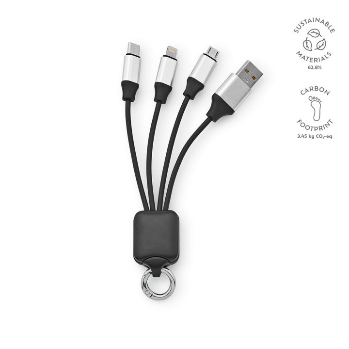 Kabel z czterema końcówkami z recyklingowanego plastiku PET - ACB005