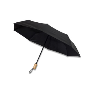 Parasol z drewnianą rączką Granton czarny - R17953 (gadzety reklamowe)