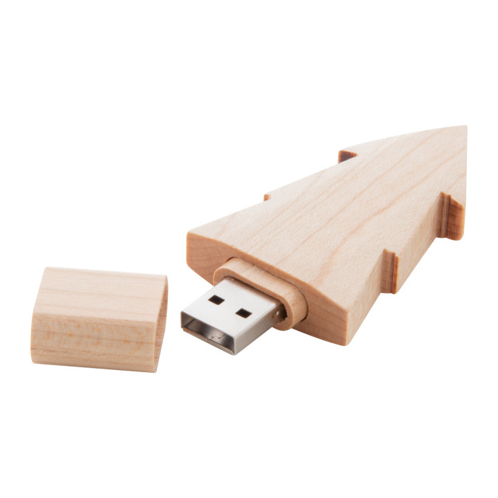 Drewniany pendrive USB w kształcie choinki - AP897088 (ANDA#)