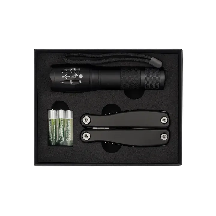 Set consisting of LED torch and multitool in gift pack - R17568