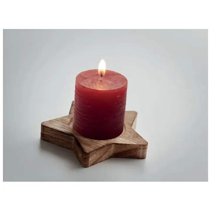 Candle on wooden stand - CX1481