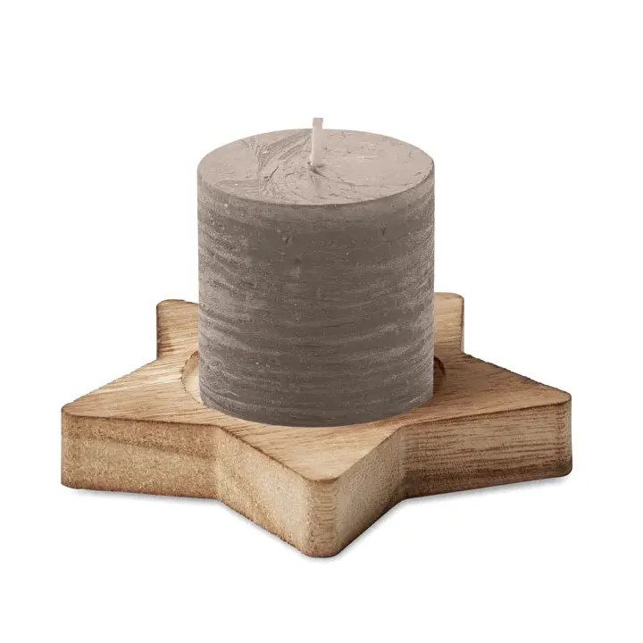 Candle on wooden stand - CX1481