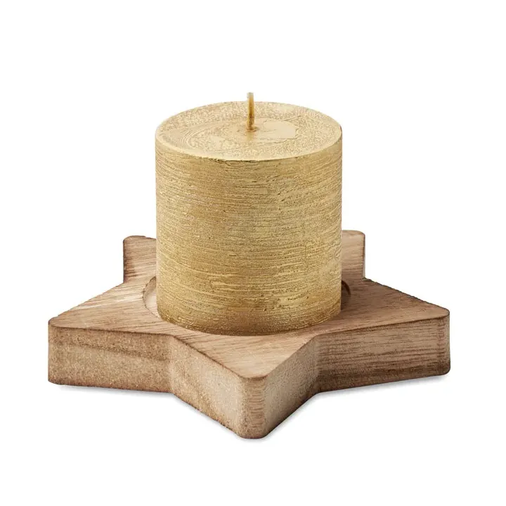 Candle on wooden stand - CX1481