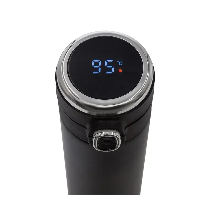 420 ml Bounce vacuum mug with thermometer black - R08438 (gadzety reklamowe)