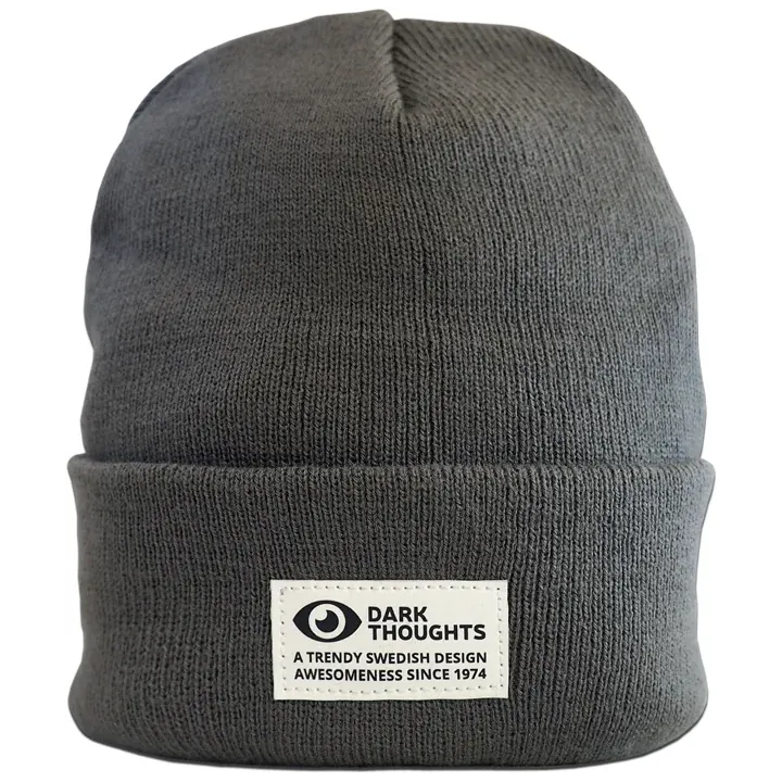 Advertising winter beanie made of acrylic knitted fabric with logo