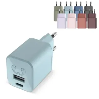 USB + USB-C PD mini-charger has 2 ports - LT49407 (gadzety reklamowe)