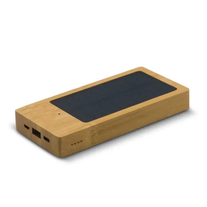 Bamboo powerbank with solar panel 8,000mAh - LT91276 (N0093)